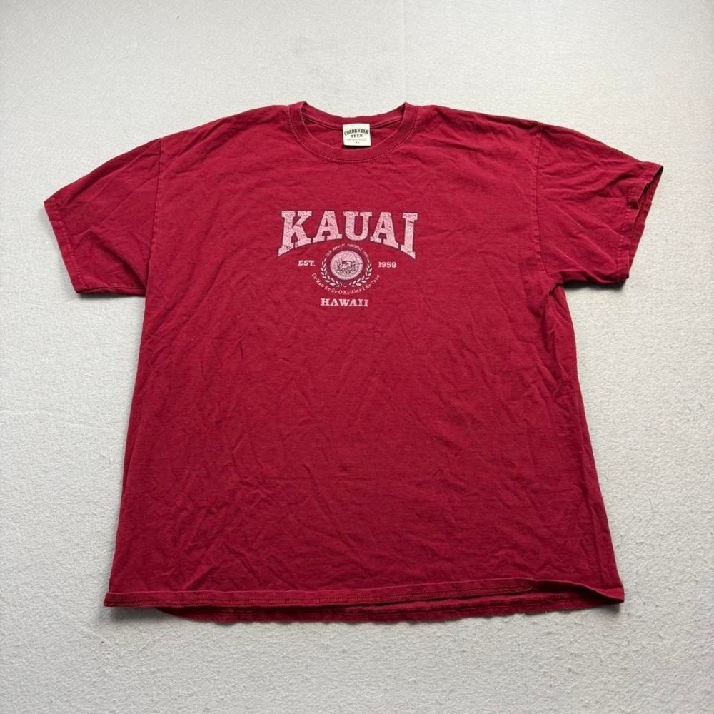 Kauai Hawaii Graphic T-Shirt XL Red Tourist Vacation Tee